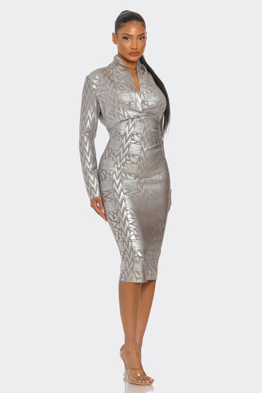 Metallic Zigzag Holiday Bandage dress - Body By J'ne