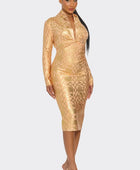 Metallic Zigzag Holiday Bandage dress