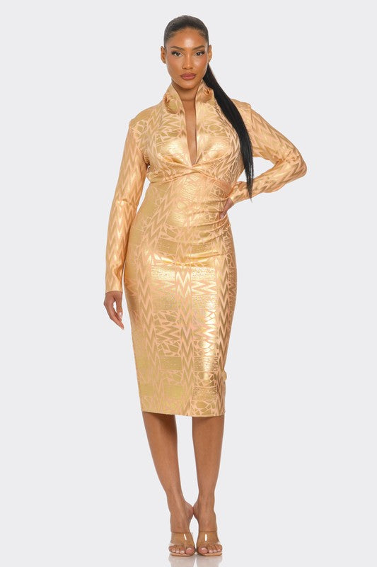 Metallic Zigzag Holiday Bandage dress - Body By J'ne