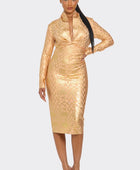 Metallic Zigzag Holiday Bandage dress