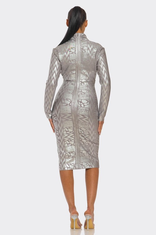 Metallic Zigzag Holiday Bandage dress - Body By J'ne