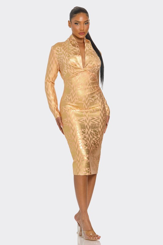Metallic Zigzag Holiday Bandage dress - Body By J'ne