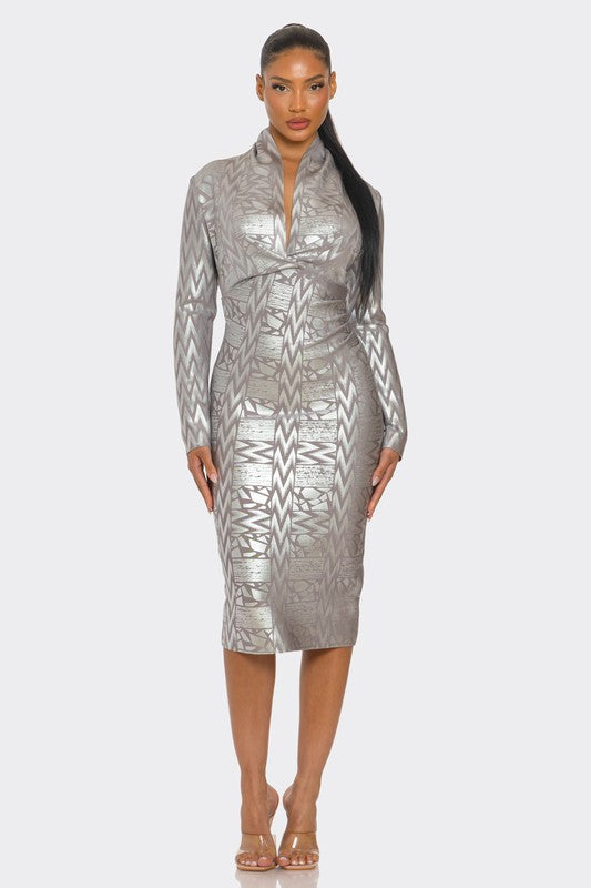 Metallic Zigzag Holiday Bandage dress - Body By J'ne