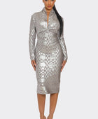 Metallic Zigzag Holiday Bandage dress