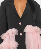 Oversized Tulle Blazer Dress Black and Pink