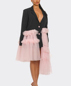 Oversized Tulle Blazer Dress Black and Pink