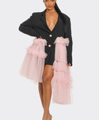 Oversized Tulle Blazer Dress Black and Pink