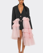 Oversized Tulle Blazer Dress Black and Pink