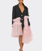 Oversized Tulle Blazer Dress Black and Pink