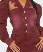 Vintage Inspired Utility Burgundy Jumpsuit