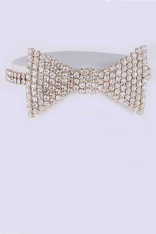 Rhinestone Bow Tie Iconic Choker Necklace - Body By J'ne