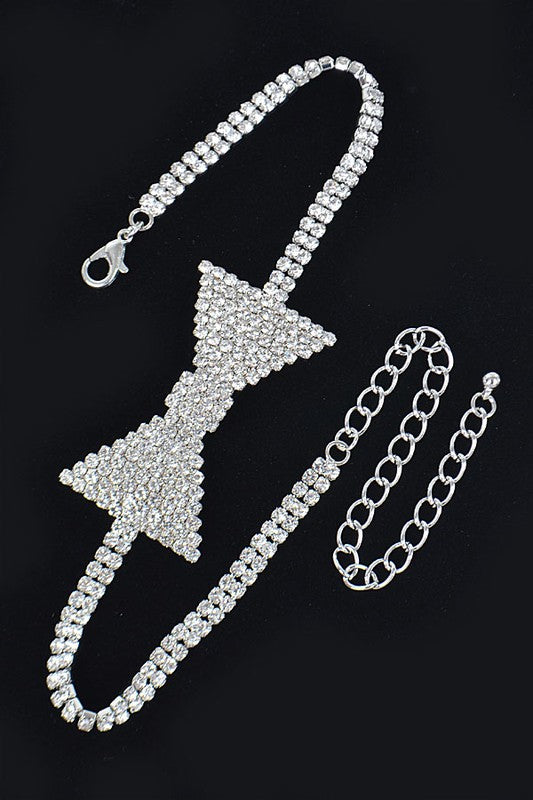 Rhinestone Bow Tie Iconic Choker Necklace - Body By J'ne