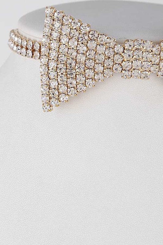 Rhinestone Bow Tie Iconic Choker Necklace - Body By J'ne