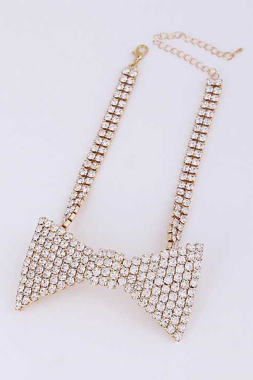 Rhinestone Bow Tie Iconic Choker Necklace