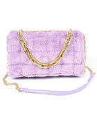 Quilted Faux Fur Chunky Chain Crossbody Bag