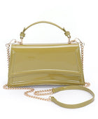 Patent Faux Leather Top Handle Crossbody Bag