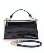 Patent Faux Leather Top Handle Crossbody Bag