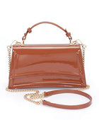 Patent Faux Leather Top Handle Crossbody Bag