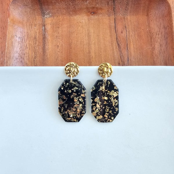 Pendientes Lexi - Copos de oro negro