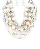 Mix Pearls Layer Statement Necklace Set