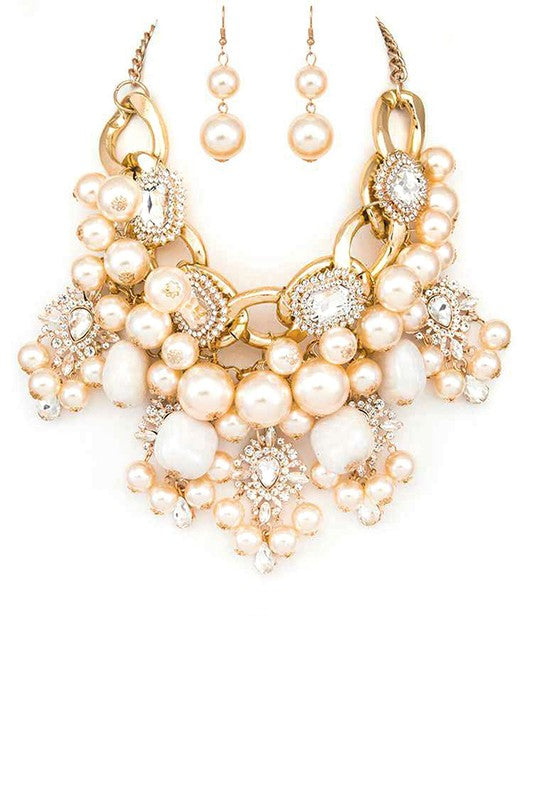 Mix Pearls Statement Oversize Necklace Set - Body By J'ne