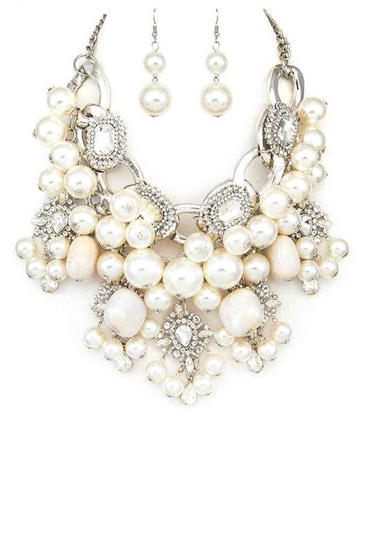 Mix Pearls Statement Oversize Necklace Set - Body By J'ne