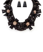 Iconic Resin Flower Statement Crystal Necklace Set