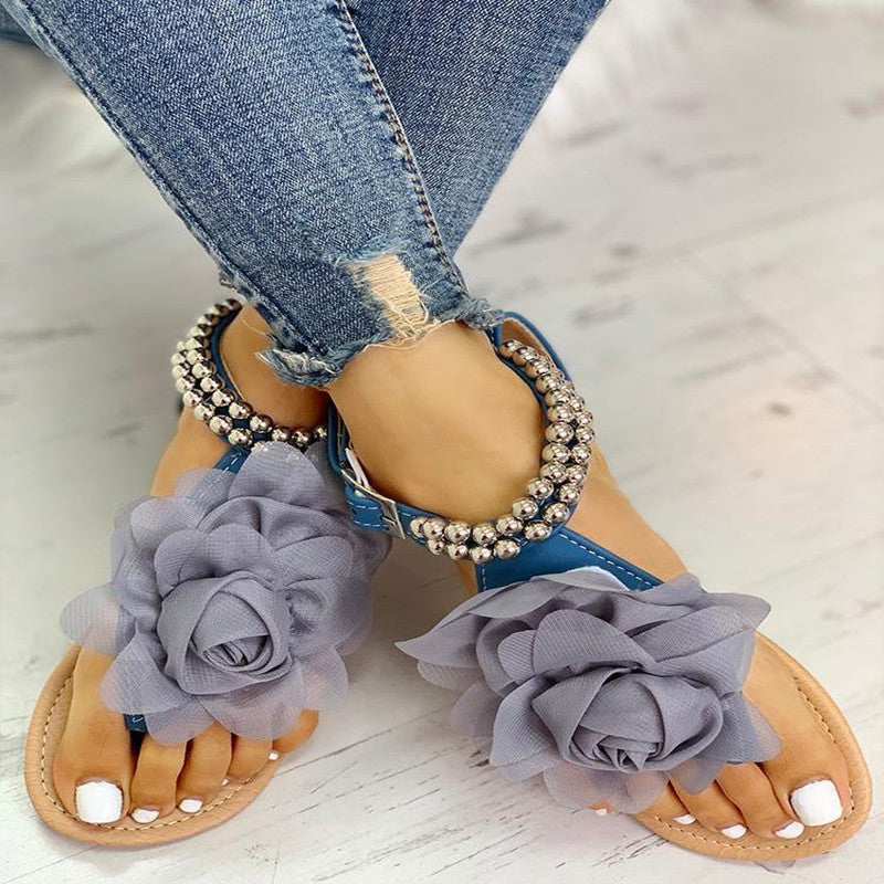 Flat flower sandals - Body By J'ne