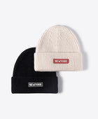 NEWYORK Patch Rib-Knit Cuffed Beanie