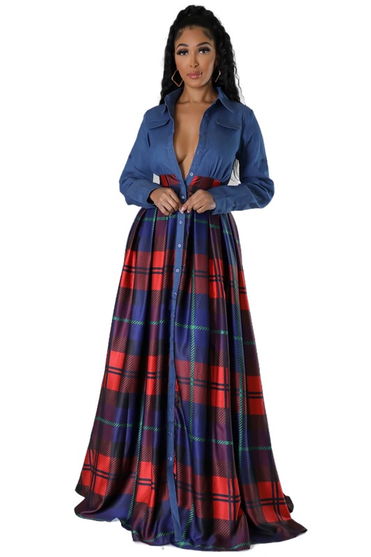 CHECK MATE MAXI DRESS - Body By J'ne