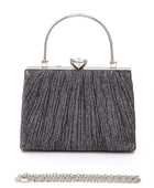 Diamond Clasp Top Handle Pleated Box Clutch