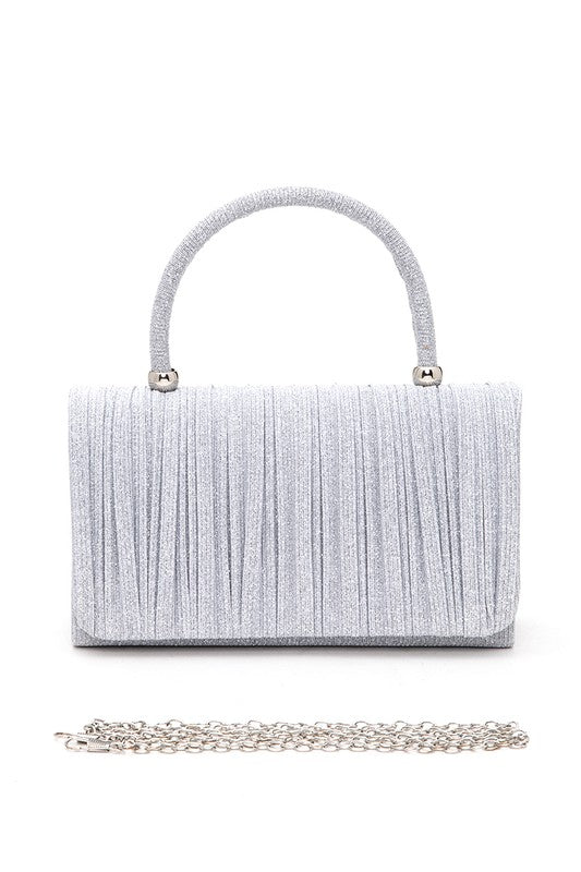 Lurex Pleated Top Handle Evening Clutch Bag - Body By J'ne