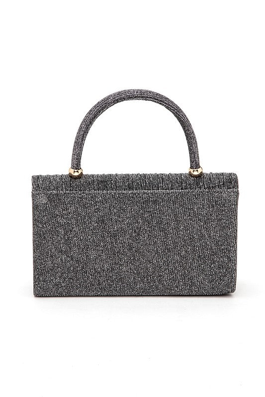 Lurex Pleated Top Handle Evening Clutch Bag - Body By J'ne