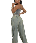 LEO DENIM TWO PIECE PANTS SET