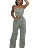 LEO DENIM TWO PIECE PANTS SET