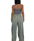 LEO DENIM TWO PIECE PANTS SET