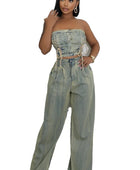 LEO DENIM TWO PIECE PANTS SET