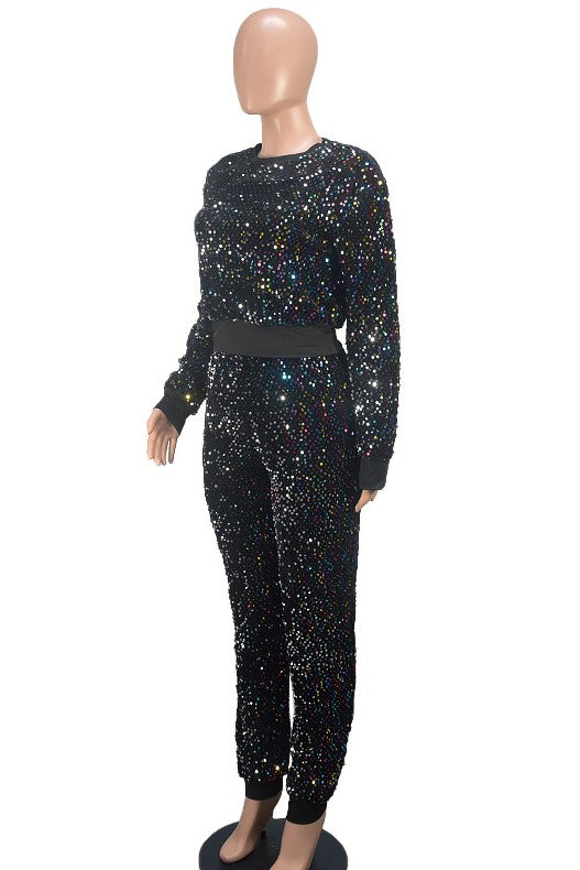 HAZEL SEQUIN TWO PIECE PANT SET