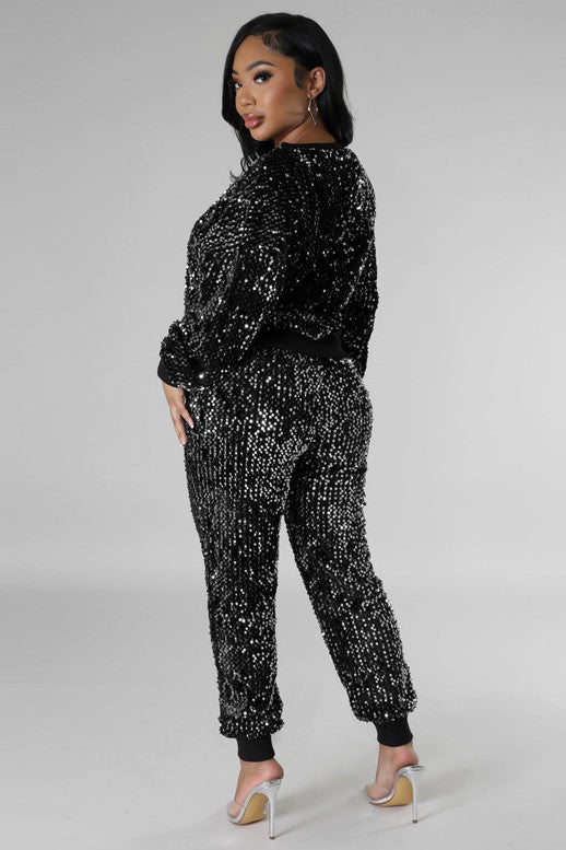 HAZEL SEQUIN TWO PIECE PANT SET