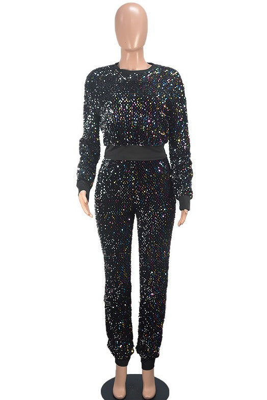 HAZEL SEQUIN TWO PIECE PANT SET