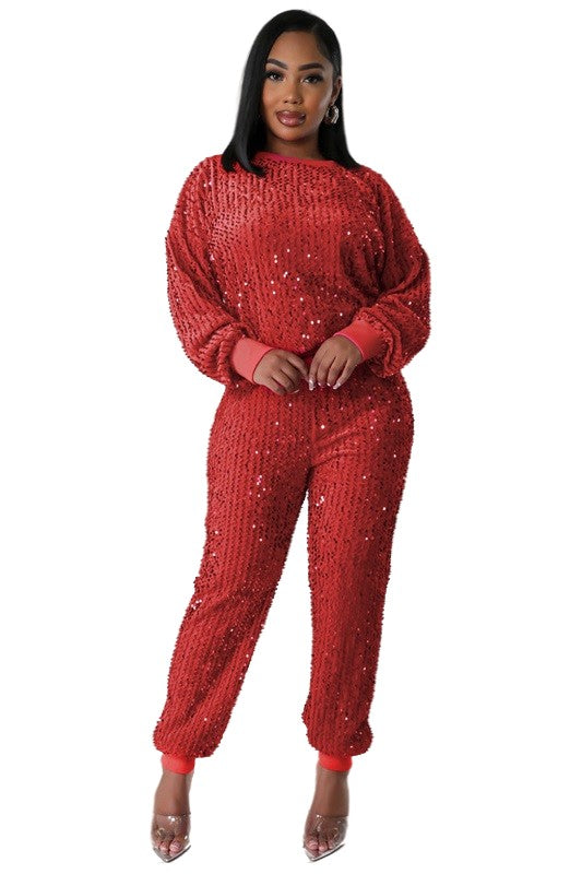 HAZEL SEQUIN TWO PIECE PANT SET - Body By J'ne