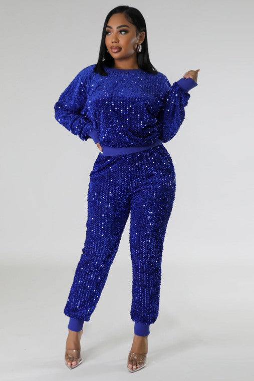 HAZEL SEQUIN TWO PIECE PANT SET