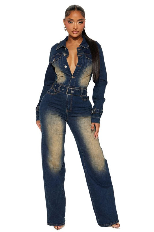 JENNY DENIM JUMPSUIT - Body By J'ne