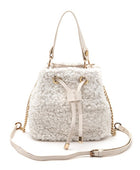 Faux Shearling Convertible Bucket Bag