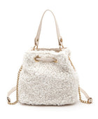 Faux Shearling Convertible Bucket Bag