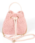 Faux Shearling Convertible Bucket Bag