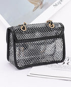 Rhinestone Mesh Turn Lock Iconic Shoulder Bag