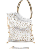 Crystal Embellished Convertible Top Handle Bag