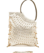 Crystal Embellished Convertible Top Handle Bag