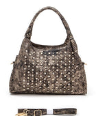 Metallic Snake Crystal Studded Shoulder Bag